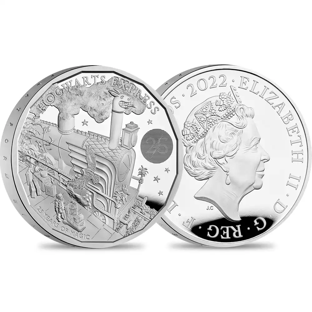 2022 エリザベス2世 ハリー・ポッターシリーズ 第2弾 ホグワーツ特急 出版25周年記念 2ポンド1オンスプルーフ銀貨 未鑑定【ご予約承り品】