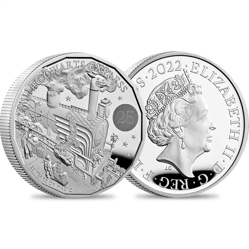 2022 エリザベス2世 ハリー・ポッターシリーズ 第2弾 ホグワーツ特急 出版25周年記念 5ポンド2オンスプルーフ銀貨 未鑑定【ご予約承り品】