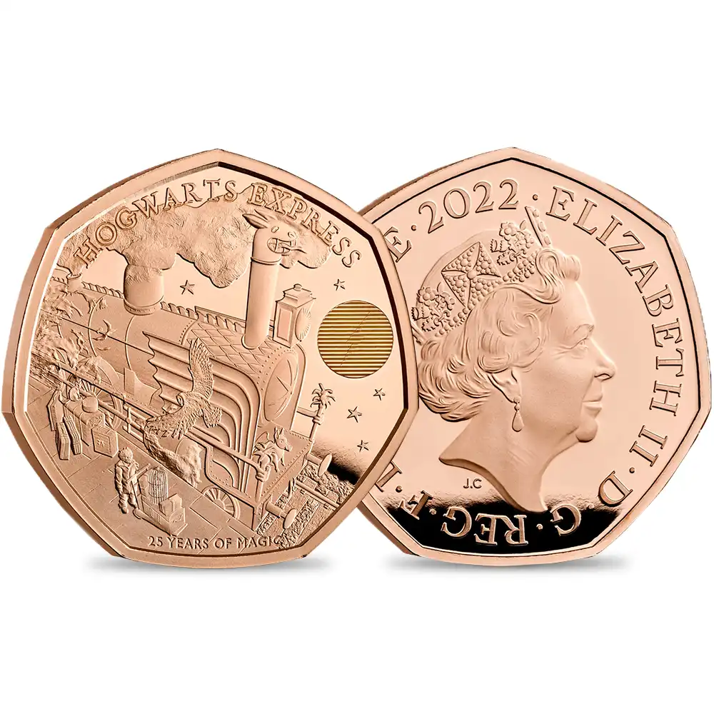 2022 エリザベス2世 ハリー・ポッターシリーズ 第2弾 ホグワーツ特急 出版25周年記念 50ペンスプルーフ金貨 未鑑定【ご予約承り品】