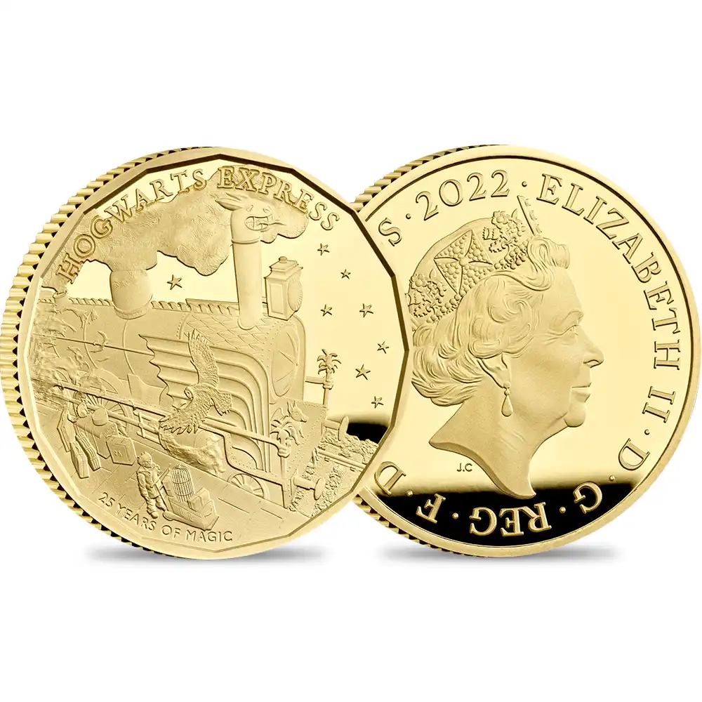 2022 エリザベス2世 ハリー・ポッターシリーズ 第2弾 ホグワーツ特急 出版25周年記念 25ポンド1/4オンスプルーフ金貨 未鑑定【ご予約承り品】