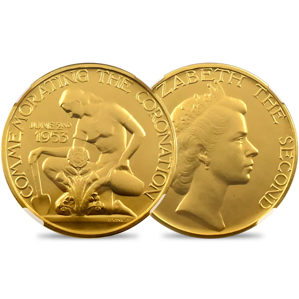 1953 エリザベス2世 戴冠記念 金メダル NGC MS64 BHM-4451【No.10】