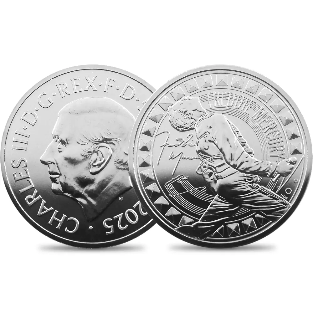 2025 チャールズ3世 ミュージックレジェンド第12弾 フレディ・マーキュリー 5ポンドBU白銅貨 未鑑定 パッケージ付き