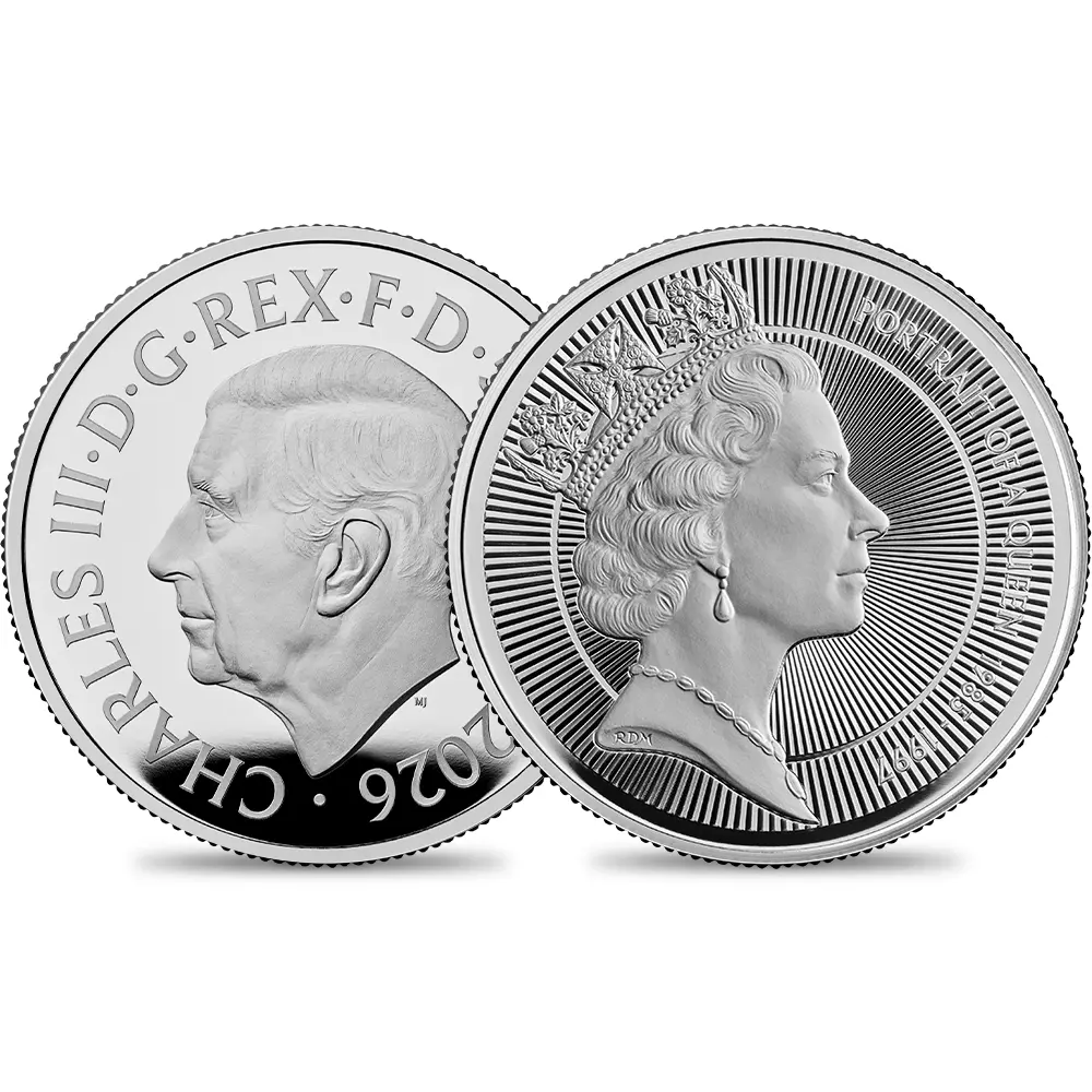 【未鑑定＋鑑定オプション付き】2026 チャールズ3世 エリザベス2世のコイン肖像シリーズ 第三弾 ミドルエリザベス 5ポンドプルーフピエフォー銀貨 未鑑定 箱付き【ご予約承り品・納期約半年】