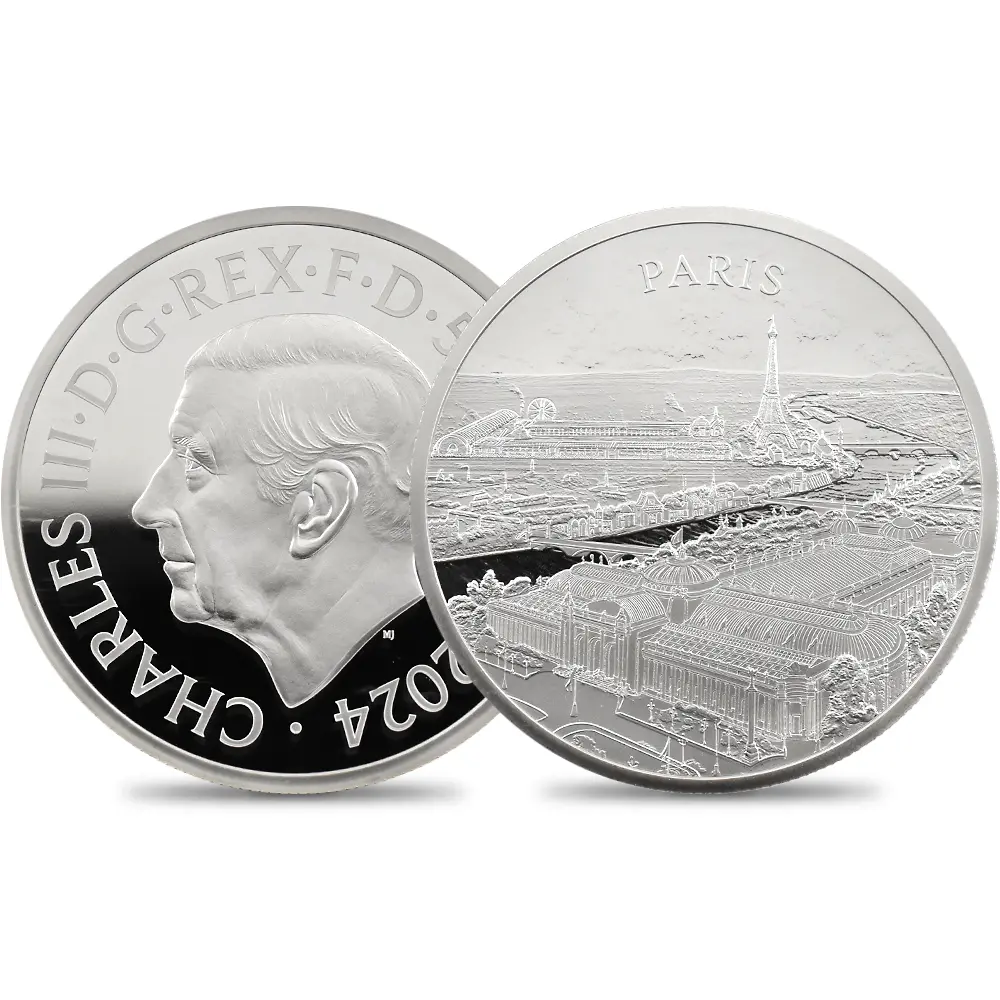2024 チャールズ3世 都市景観シリーズ第3弾 パリ5ポンド2オンス銀貨 発行即日鑑定品 NGC PF70UC 箱付き