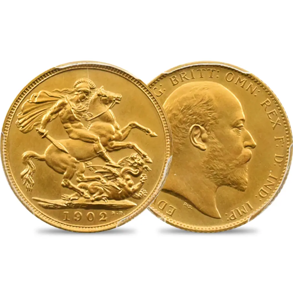 1902 エドワード7世 聖ジョージ竜退治 ソブリン金貨 PCGS PR63 S-3969 Matte