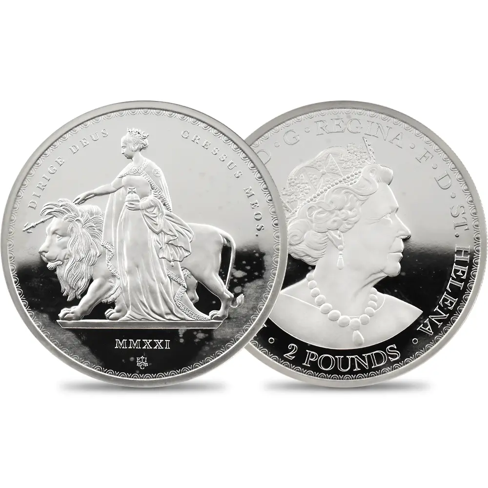 セントヘレナ 2021 エリザベス2世 ウナ&ライオン（ワイオン版） 2ポンド2オンス銀貨 発行即日鑑定品 NGC PF70UC