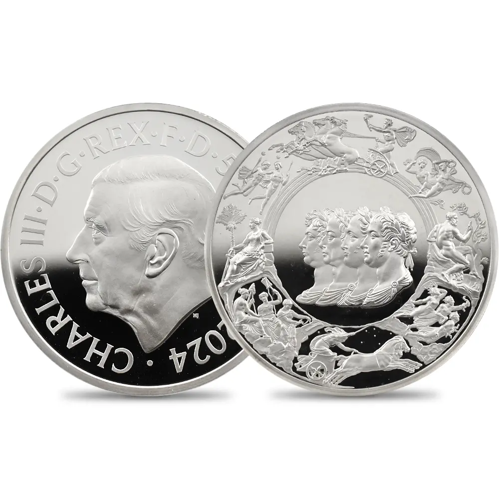 2024 チャールズ3世 ワーテルロー・メダル - 連合国代表 5ポンド2オンス銀貨 発行即日鑑定品 NGC PF70UC