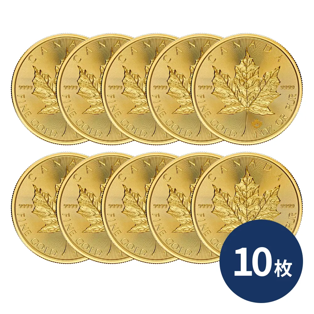 カナダ 2026 チャールズ3世 メイプルリーフ 50ドル 1オンス 地金型金貨 【10枚】 (コインケース付き)
